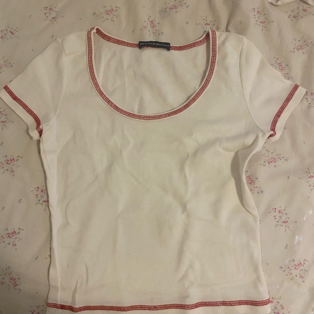 White with red stitching brandy Melville top